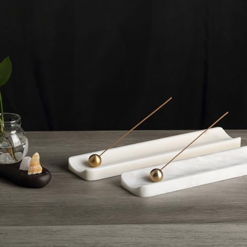 Koville Luxury African Marble Incense Holder, Incense Holders for Sticks, Incense Burner Holder, Ideal for Meditation and Relaxing, Easy to Clean(Namib Bianco) - color: White Marble-namib Bianco