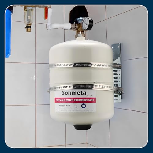 2.1 Gallon Potable Water Expansion Tank With Adjustable Wall Mounting Bracket and 2-1/2" Water Pressure Test Gauge 3/4" FemaleHose Thread,0-200 psi - style: 2.1 gallon with gauge and bracket