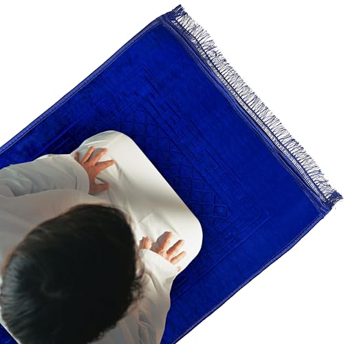 Empire Home Islamic Prayer Rug Oversized Soft Thick Plush Musalla Mat - for Men Women Childred - سجادة صلاة (Royal Blue) - color: Royal Blue