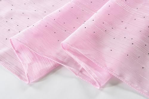 OurLore Chiffon Shawls Wraps for Women Sheer Glitter Scarf Sparkly Rhinestones Shoulder Sarong Cover Up Hijab for Wedding - color: Pink