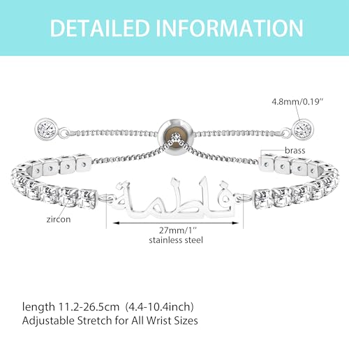 Allah Name Bracelet, Personalized Zircon Faith Jewelry, Islamic Faith Tennis Bracelets for Her, Halal Fashion Accessory, Adjustable White Eid Gift YA4968 - color: White