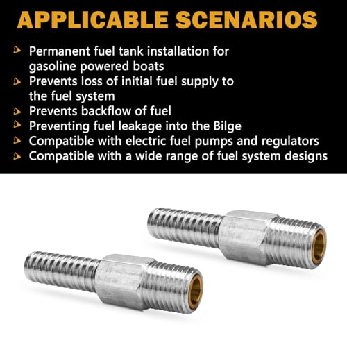 Marine Anti Siphon Valve Fit for Boat Fuel Tank Pickup Tube with 1/4" NPT | 3/8" Marine Siphon Valve Hose for Marine Fuel Tank Valve, Aluminum, 2 Pack