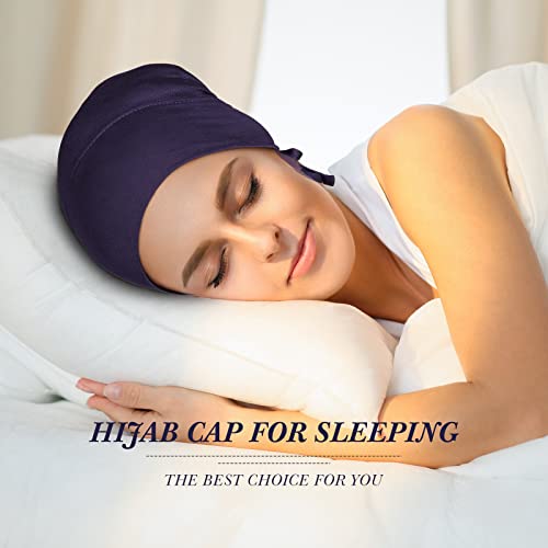 4 Pieces Women Under Scarf Hat Hijab Cap Islamic Muslim Under Scarf Turban Beanie Cap - color: Blue,white, size: One Size