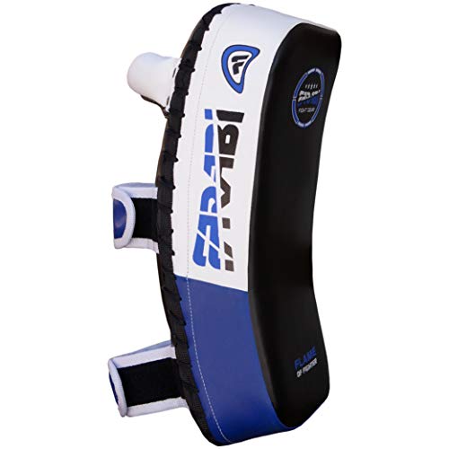 Farabi Thai Pads Kickboxing Muay Thai Training Strike Pads - color: White/Blue, size: Pair