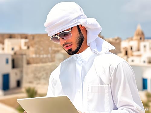 MCJC Men's White Muslim Thobe Long Sleeve Arab Kaftan Robe with Pocket - size: X-Large