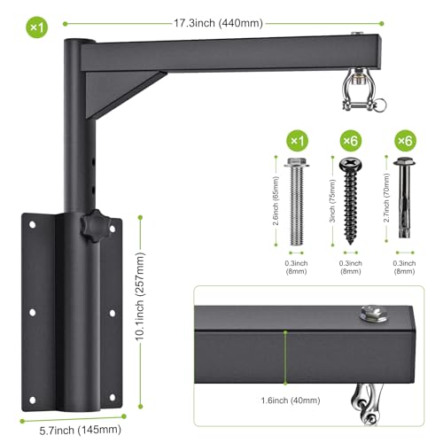 SELEWARE Wall Mount Heavy Bag Hanger Heavy Duty Punching Bag Hanger | 500LB Capacity Adjustable 360° Swivel Heavy Bag Bracket for Home Gym Indoor Outdoor Boxing, Muay Thai and MMA Training - size: D: 17" length