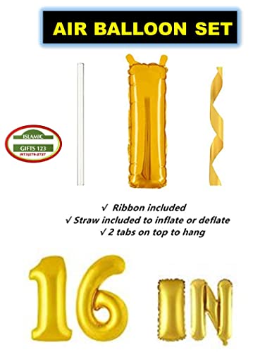 Ramadan Balloons 11 Pcs Ramadan decorations Ramadan wall decoration Happy Ramadan gifts Muslim holiday decoration Islamic Gifts 123 (Gold Set+10 Latex balloons) - style: Gold Set+10 Latex balloons