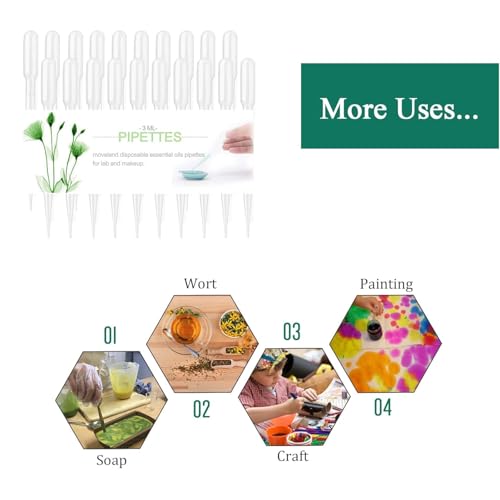 50 PCS 3ml Dropper Pipettes - Disposable Pipettes Dropper for Accurate Liquid Transfer, Perfect for Essential Oils, Resin, Crafts, Labs - Plastic Pipette, Droppers - size: 3 ML