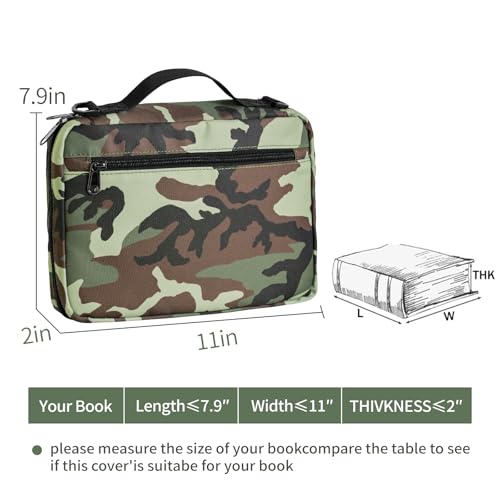 Bible Cover Case for Women Large Bible Cover for Girls Bible Study Supplies Accessories with Handle and Shoulder Strap | Durable - color: Green Camo