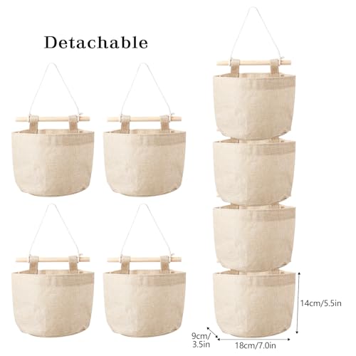 Klmnop Fish Extender with 4 Removable Pockets, Cotton Linen Hanging Organizer, Hanging Storage Bag for Cruise Travel Exchange Gifts(Khaki)