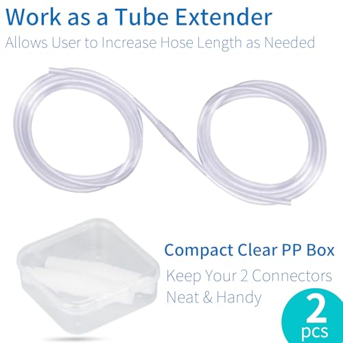 Enema Tube Hose Connector Adapter – Polypropylene Step Fit for 7mm to 12mm Inner Diameter Tubes – Leak-Proof Enema Kit Extension Joint, Hose Coupling Fitting, Replaceable Parts – Pipe Extender, 2-Pack