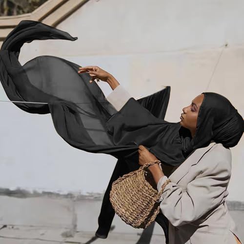 Viscose Hijab Scarf for Women Muslim Cotton Jersey Hijab Fashion Long Scarf Shawls - color: Black