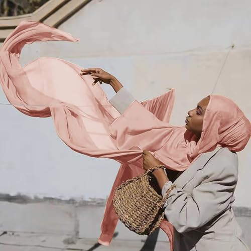 Viscose Hijab Scarf for Women Muslim Cotton Jersey Hijab Fashion Long Scarf Shawls - color: Pink
