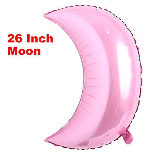 26 inch large moon foil helium balloons baby shower 100 days kids birthday party wedding decoration supplies big moon balloons (26 inch Moon Pink) - color: 26 Inch Moon Pink