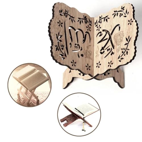Wooden Quran Holder - Prayer Book Bible Stand, Wooden Quran Stand Desktop Book Stands for Display and Reading, Folding Book Stand Holder Eid Party Reading Supply