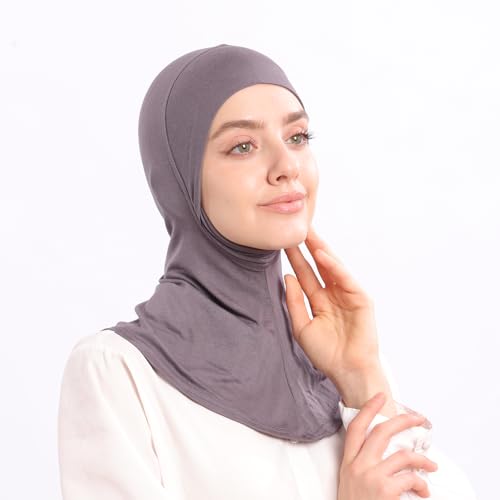 Modal Jersey Muslim Amira Instant Hijab Scarf for Women Jersey Hijab Undercaps - color: Dark Grey