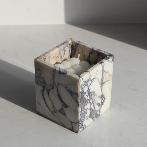 Genuine Calacatta Viola Marble Toothbrush Holders for Bathroom, Natural Marble Makeup Brush Holder Countertop Organizer - color: Calacatta Viola