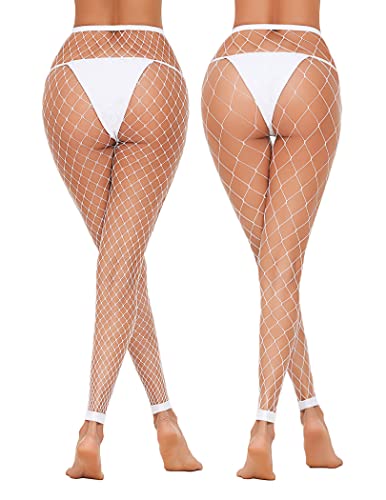 Avidlove Fishnet Stockings for Women Footless High Waist Fishnets Tight | Thigh High Stockings, Open Toe, High Stretch, Comfortable, Gothic Costume, Rave Outfits, for Cosplay, Halloween - color: White-gp
