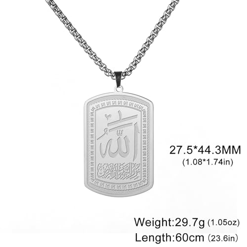 VASSAGO Allah Necklace for Women Men Stainless Steel Islamic Muslim Pendant Islam Religious Charm Jewelry Gift - color: Silver Islam Necklace