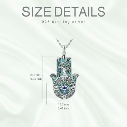 PROESS 925 Sterling Silver Hamsa/Allah Necklace Evil Eye Amulet Jewelry Gifts for Men Women - style: Hamsa Tree