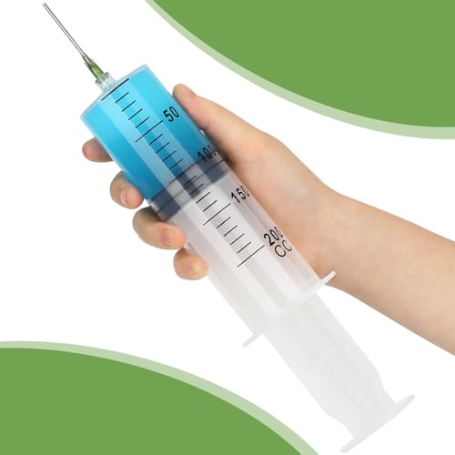 3 Pack 200ml Syringes with Needle 14G 1.5”, Sterile Luer Lock Syringe Individually Packaged for Scientific Labs, Measuring, Watering, Refilling - style: 200 ml