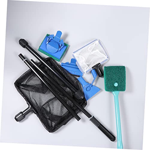 VICASKY Fish Tank Kit Aquarium Glass Tank Tools with Gravel Rake Scraper Plant Fork Sponge Brush and Net Aquatic Maintenance Green