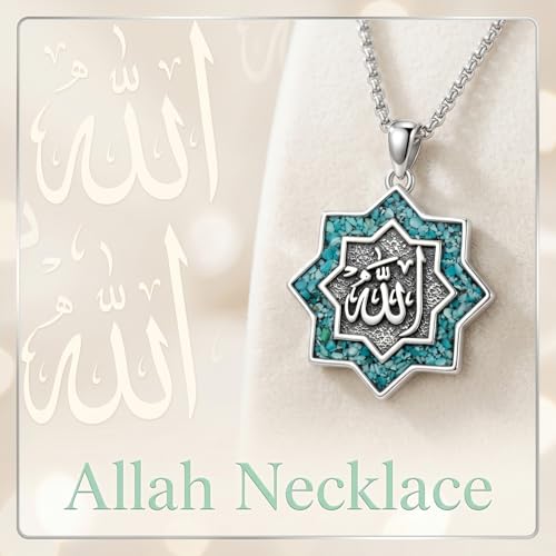 PELOVNY Allah Necklace for Men Women 925 Sterling Silver Islam Allah Pendant Chain Islamic Muslim Religious Jewelry Gifts - color: Allah-07