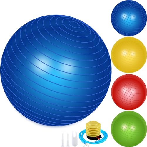 Leyndo 4 Pcs Yoga Exercise Ball Pilates Pregnancy Birthing Fitness Ball with Quick Pump Anti Burst for Improved Posture, Balance, Yoga, Pilates, Training, 4 Colors - size: 30 Inch