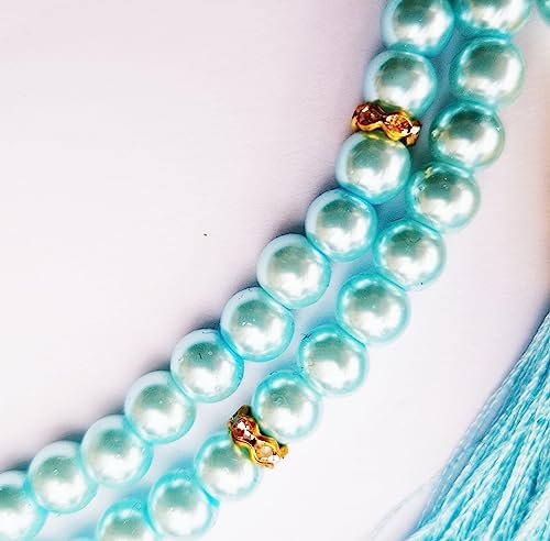 Islamic Tasbih Tasheeh 99 Beads Muslim Prayer Beads Ramadan EID Gift (Sky Blue) - color: Sky Blue