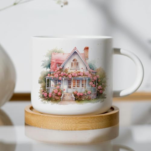 20 Pcs Flower Garden House UV DTF Cup Wraps, 4.3 x 9.4 Inch Flower UV DTF Transfer Stickers Waterproof Rub on Transfer Decals for 16OZ Glass Bottle Vase Furniture Crafts - style: Garden House