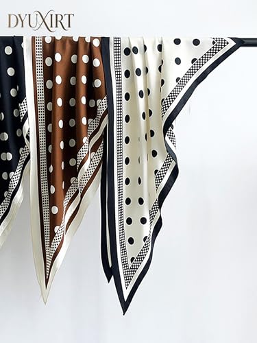 Triangle Shawls Scarf Head Hair Neck For Women Scarves Fashion Silk Feeling Lady Lightweight 51 * 23.6inch - color: K20-white Background With Black Dots(51*23.6inch)