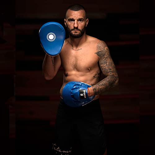 Kruzak Plain Punching Mitts for Muay Thai MMA Training, Focus Pads for Boxing Martial Arts and Punching Target - color: Blue