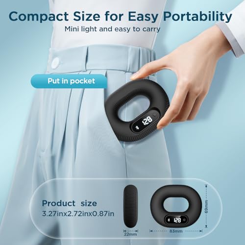 Smart Grip Strength Trainer with LED Display & Interactive App Game, Hand Grip Strengthener for Men Women, Adjustable 50lb Resistance Hand Exerciser for Forearm Finger, Stress Relief & Fitness Gadget, Black