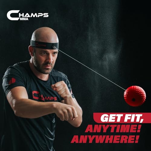 Champs MMA Boxing Reflex Ball Set with Punch Counter App – Hand-Eye Coordination & Speed Training Kit