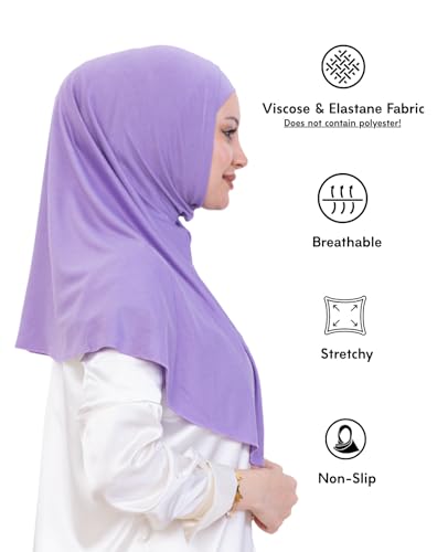 Prien Instant Hijab For Women, Muslim Long Scarf, Undercap Turban Set, Turkish Islamic Clothing, Prayer Clothes For Abaya - color: Lilac