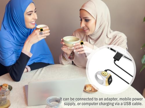 Smart Ring Counter, Smart Tasbih Zikr Ring, Muslim Islamic Prayer Smart Rings,Tasbih Counter Smart Ring, Digital Electronic Smart Tally Counter, Tasbeeh Smart Counter for Prayer (White,20mm)