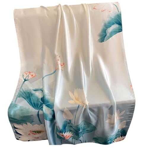 Xyueanlo Scarfs for Women Lightweight Scarves Fashion Print Floral Pattern Head Scarf Wraps Shawls - color: Flower White Blue