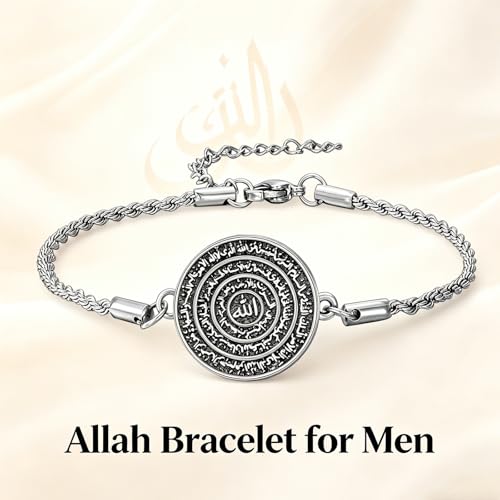 PELOVNY Allah Bracelet 925 Sterling Silver Islam Allah Bracelet Islamic Muslim Religious Jewelry Gifts for Men Women - color: Allah Bracelet-03