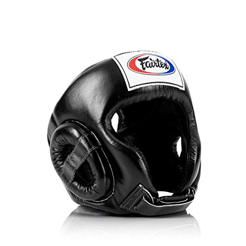 Fairtex HG6 Full Head Guard, Muay Thai Sparring Helmet Protective Headgear - color: Black, size: Medium