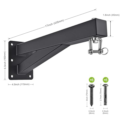 SELEWARE Wall Mount Heavy Bag Hanger Heavy Duty Punching Bag Hanger | 500LB Capacity Adjustable 360° Swivel Heavy Bag Bracket for Home Gym Indoor Outdoor Boxing, Muay Thai and MMA Training - size: C: 17" length