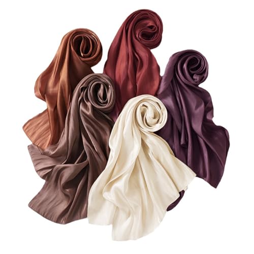 Premium Hijab Head Scarf for Women Lightweight Shimmer Hijab Head Wrap Scarves Crepe Satin Scarf Shawl Wrap - color: Purple