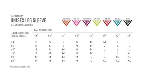 Leg Sleeves 15-20MMHG Compression Enhanced Performance and Protection, Acid Red, Large - color: Acid Red, size: Large