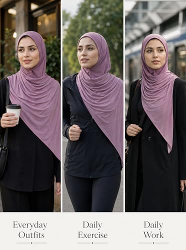 Premium Stretch Cotton Gradient Scarf for Women, Soft Jersey Wrap Shawl, Lightweight Ombre Hijab for Everyday Wear - color: Mctlo2537-purplepink