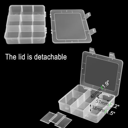 9 Grids Plastic Storage Compartment Organizer Container with Adjustable Dividers for Crafts, Earrings, Screws, Nail, Bandages, Pins and More (1)