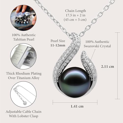 TRYNDI Tahitian Black Pearl Necklaces for Women - Wife Christmas Gift Ideas - style: Black Pearl Hook