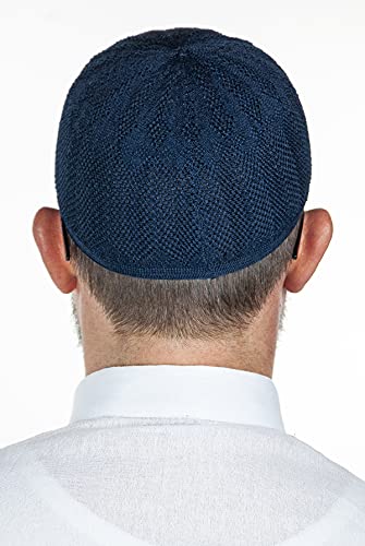 ihvan online Turkish Muslim Knitting Kufi Hats for Men, Taqiya, Takke, Peci, Islamic Caps, Islamic Gifts, Standart Size - color: Navy Blue