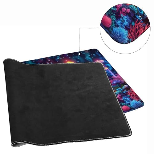 KeKee Glowing Colorful Sea Aquarium Neon Large Mouse Pad Gaming Mousepad Desk Pad for Keyboard and Mouse Mat Non-Slip Base 40x90cm, Style - size: 40x90cm