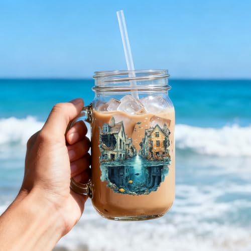 20 Pcs Ocean Empire UV DTF Cup Wraps, 4.3 x 9.4 Inch Ocean Thmem UV DTF Transfer Stickers Waterproof Rub on Transfer Decals for 16OZ Glass Bottle Vase Furniture Crafts - style: Ocean Empire