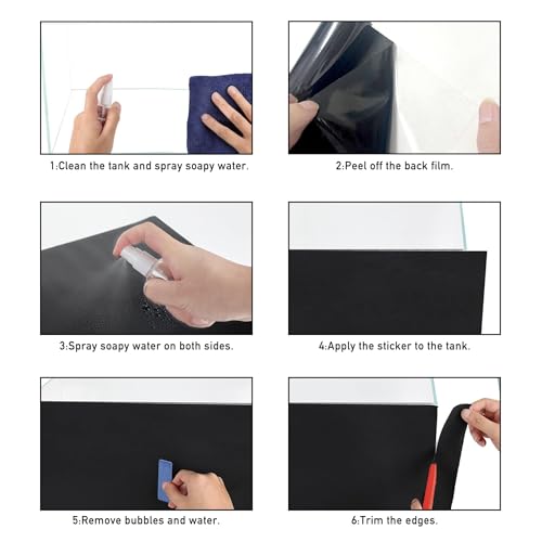 Black Aquarium Background, Static Cling Vinyl, 15.7 x 59.1 in | Reusable fish tank wallpaper with strong hold, clean removal and easy repositioning for a solid black aquarium backdrop. - size: 15.7×59.1 in