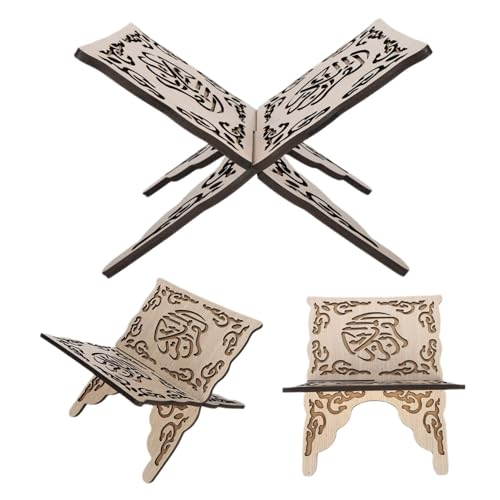 Book Stand|Quran Holder Foldable Quran Holder Stand Wooden Book Muslim Bible Magazine Cookbook for Display Prayer Reading Chapel 9.8x8.1x6.7'' Wood Color